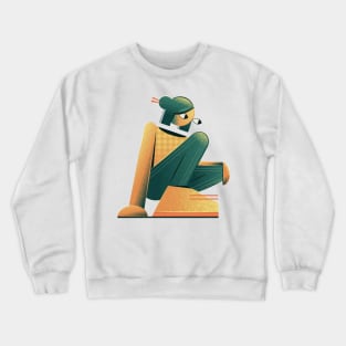 Asian woman in squat Crewneck Sweatshirt